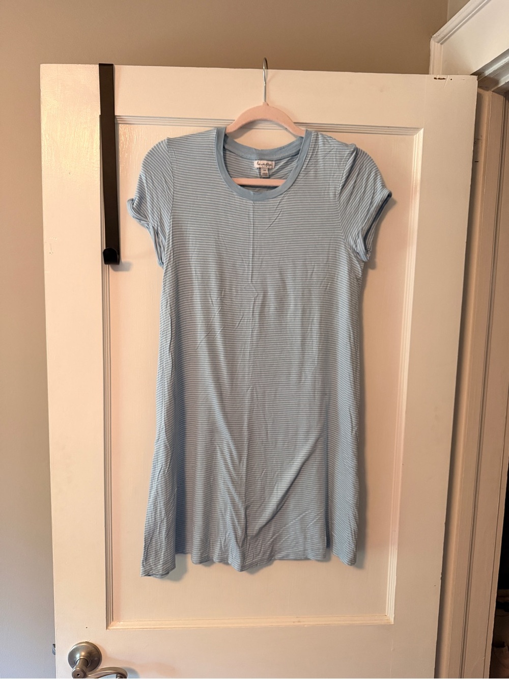 love, Fire Light Blue Striped Tee Dress